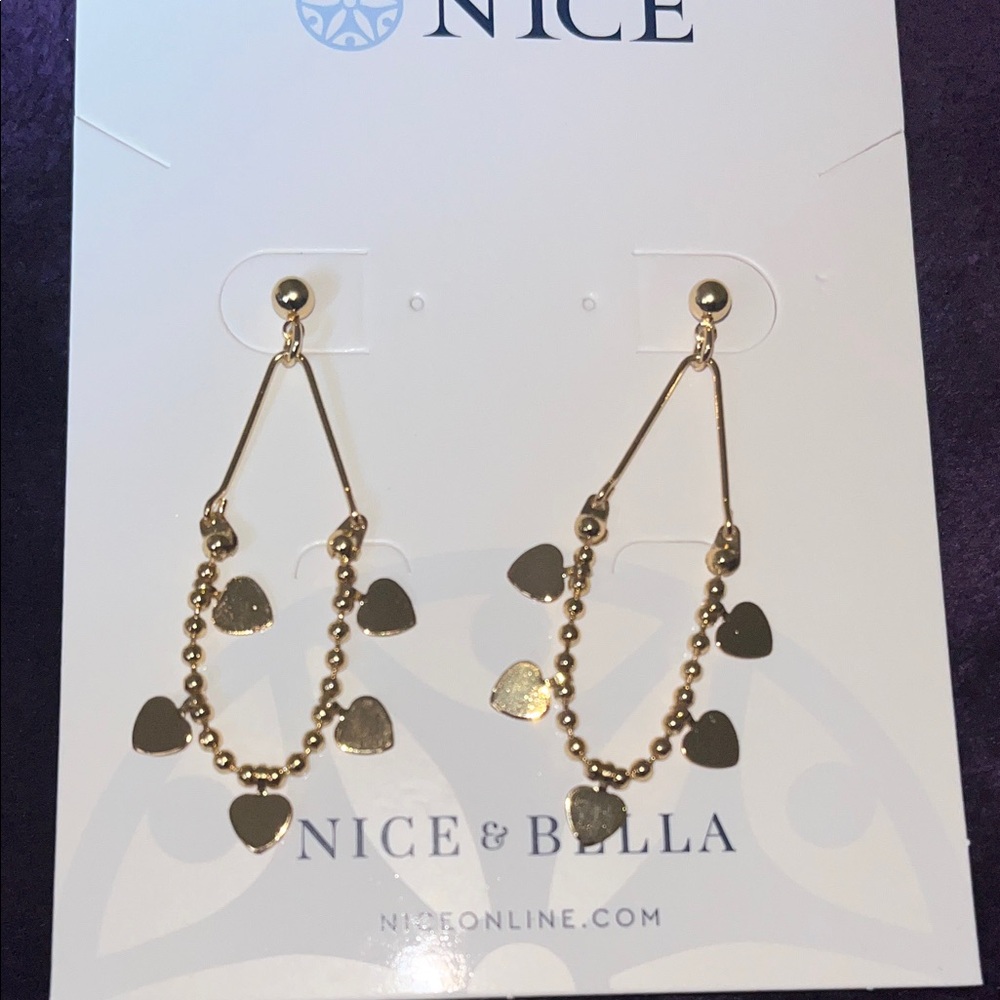 Gold Heart Drop Earrings